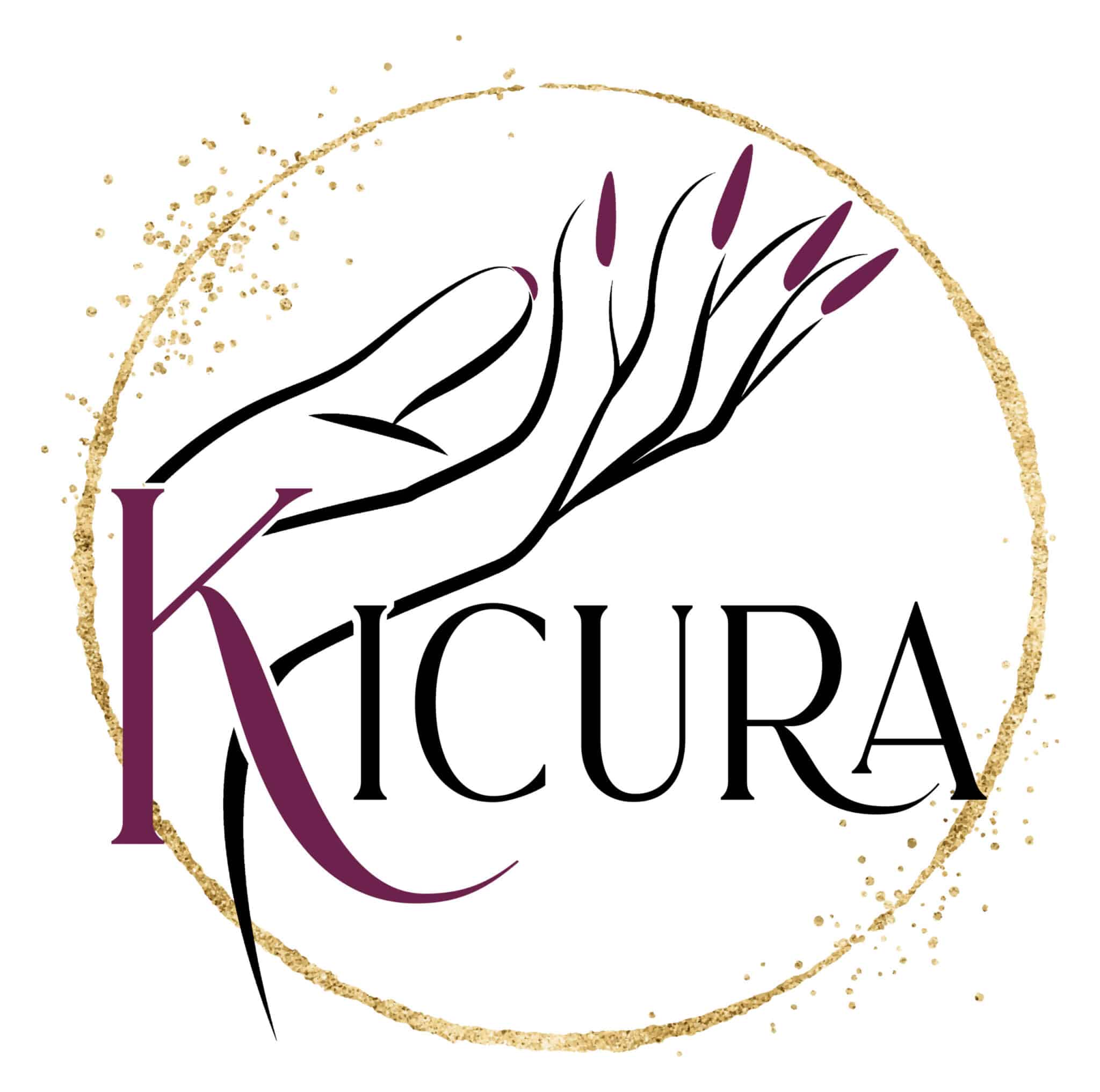 Kicura Logo mit goldenem Kreis Rand